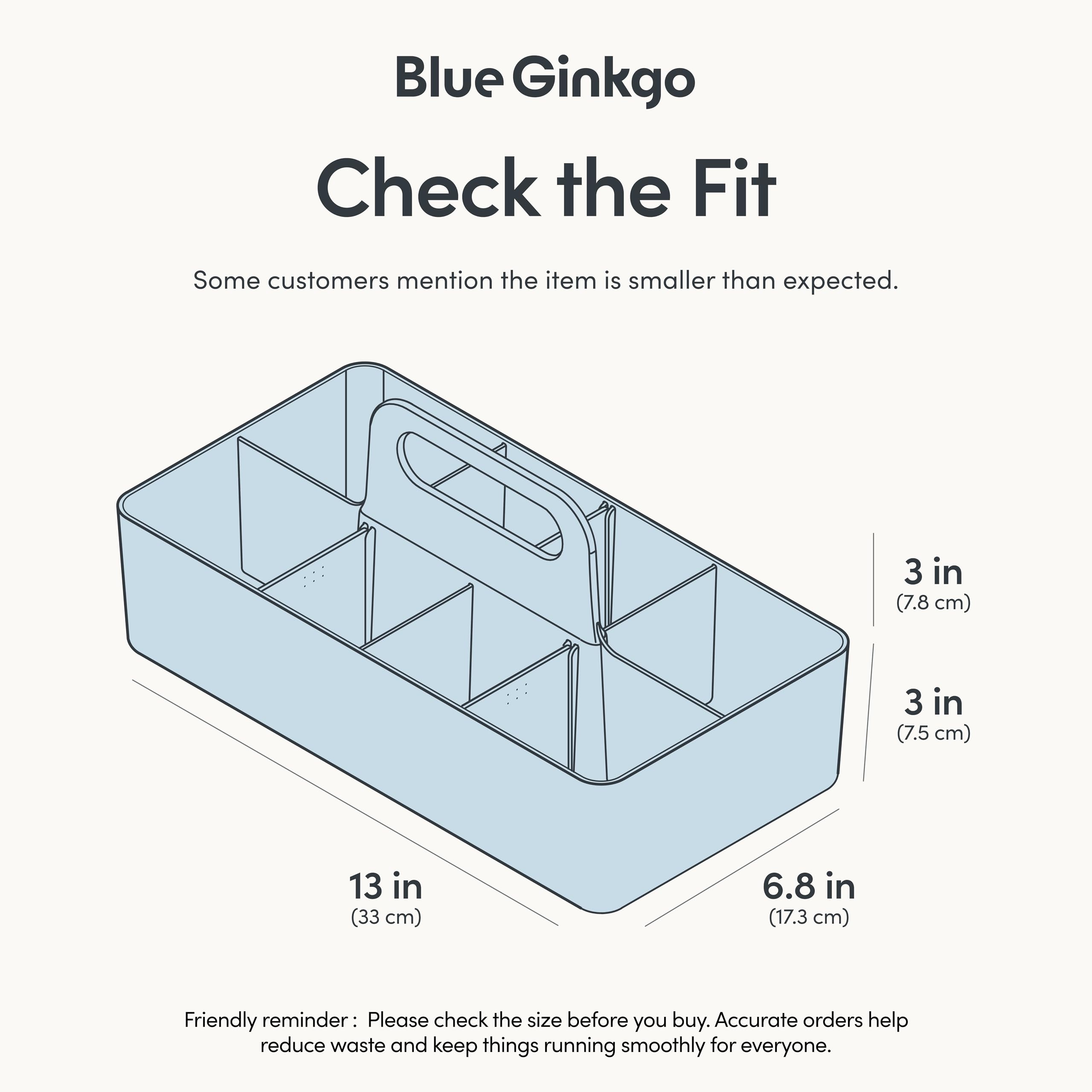 Blue Ginkgo stackable organizer caddy open compartments reveal versatile storage options.