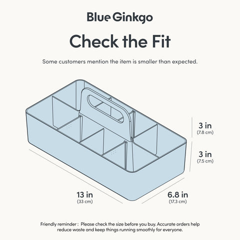 Blue Ginkgo stackable organizer caddy open compartments reveal versatile storage options.