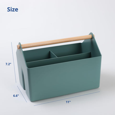 Blue Ginkgo stackable storage basket ideal for organized office spaces.