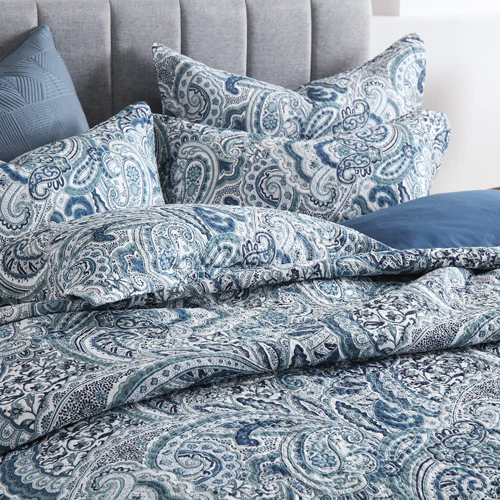Autumn Dream blue paisley floral pattern weave adds elegant room focal.