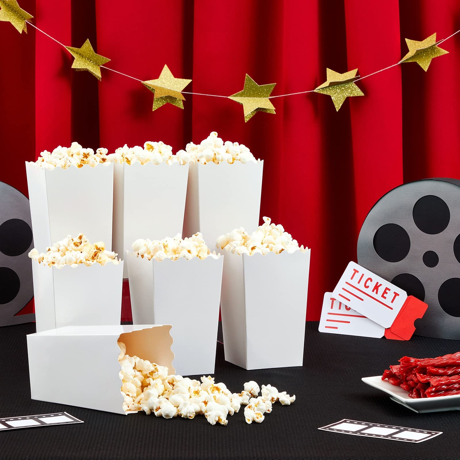Blue Panda popcorn boxes compact size for neat table displays.