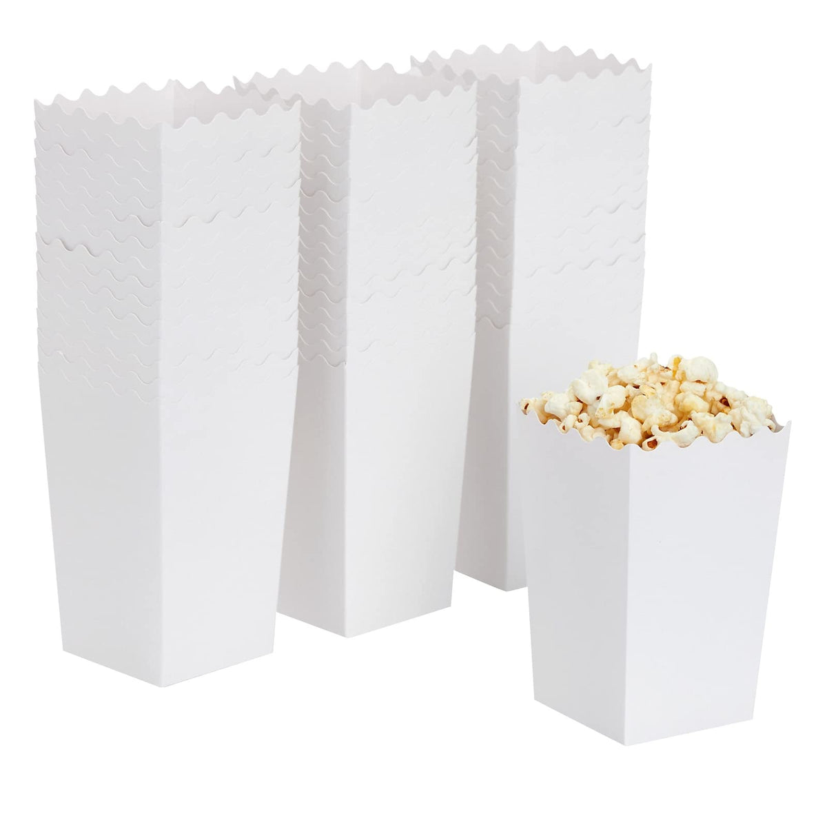 Blue Panda popcorn boxes white assembly-ready for quick event setup.