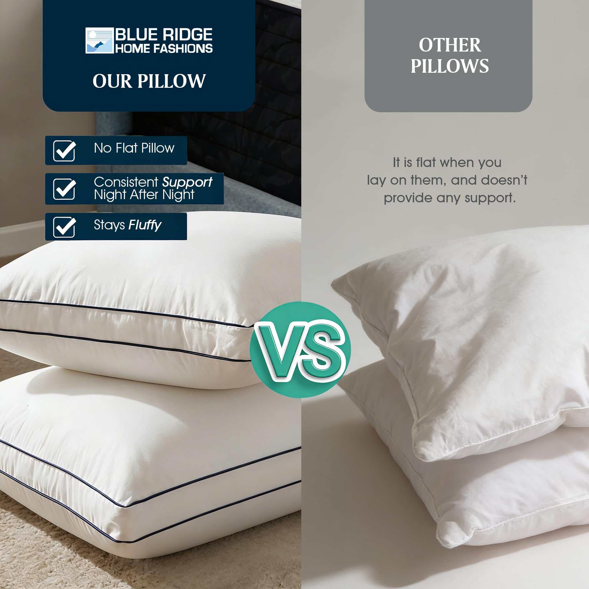 Blue Ridge 400-thread-count cotton cover feels breathable and smooth.