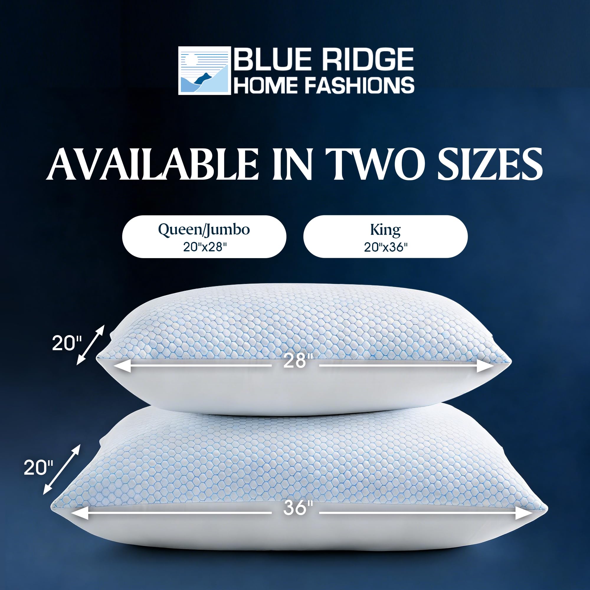 Blue Ridge plush fill maintains loft and neck support overnight.