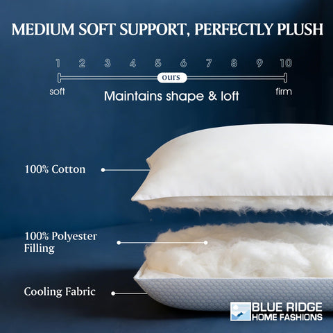 Blue Ridge queen-size pillow set suits couples and versatile sleep styles.