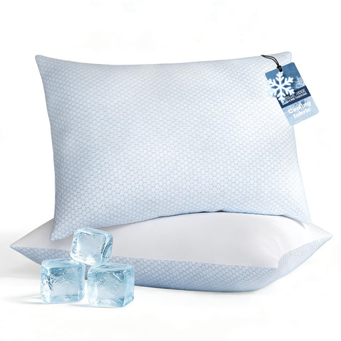 Blue Ridge cooling bed pillows, side view, for all-night comfort.