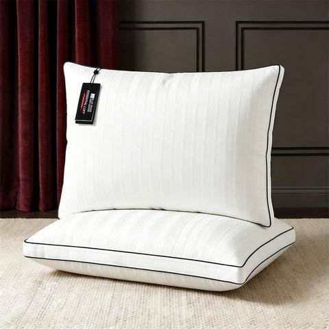 Blue Ridge Home Fashions queen pillow with damask stripe cover for plush comfort.