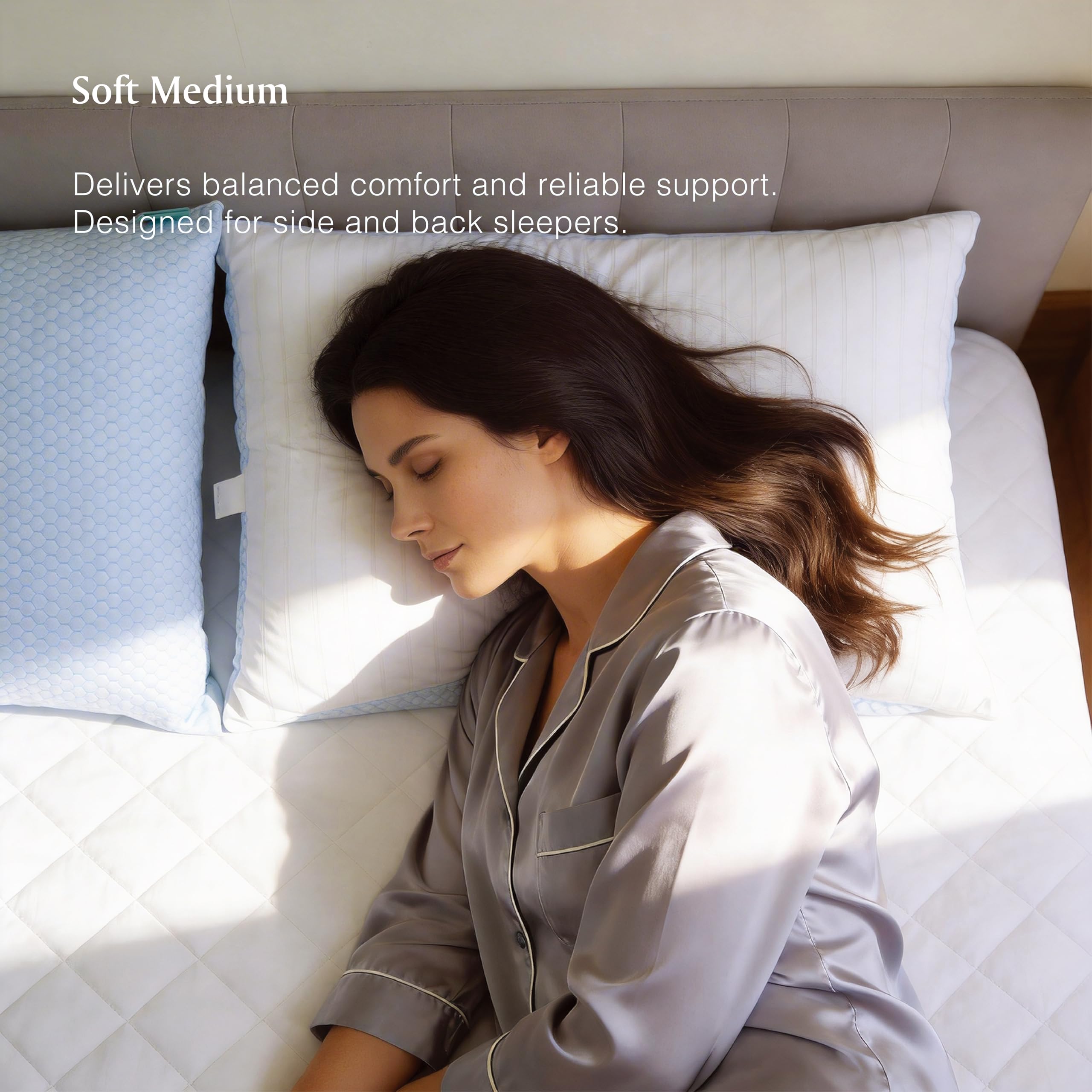 Blue Ridge Pillow with cotton side offers soft, breathable comfort all night