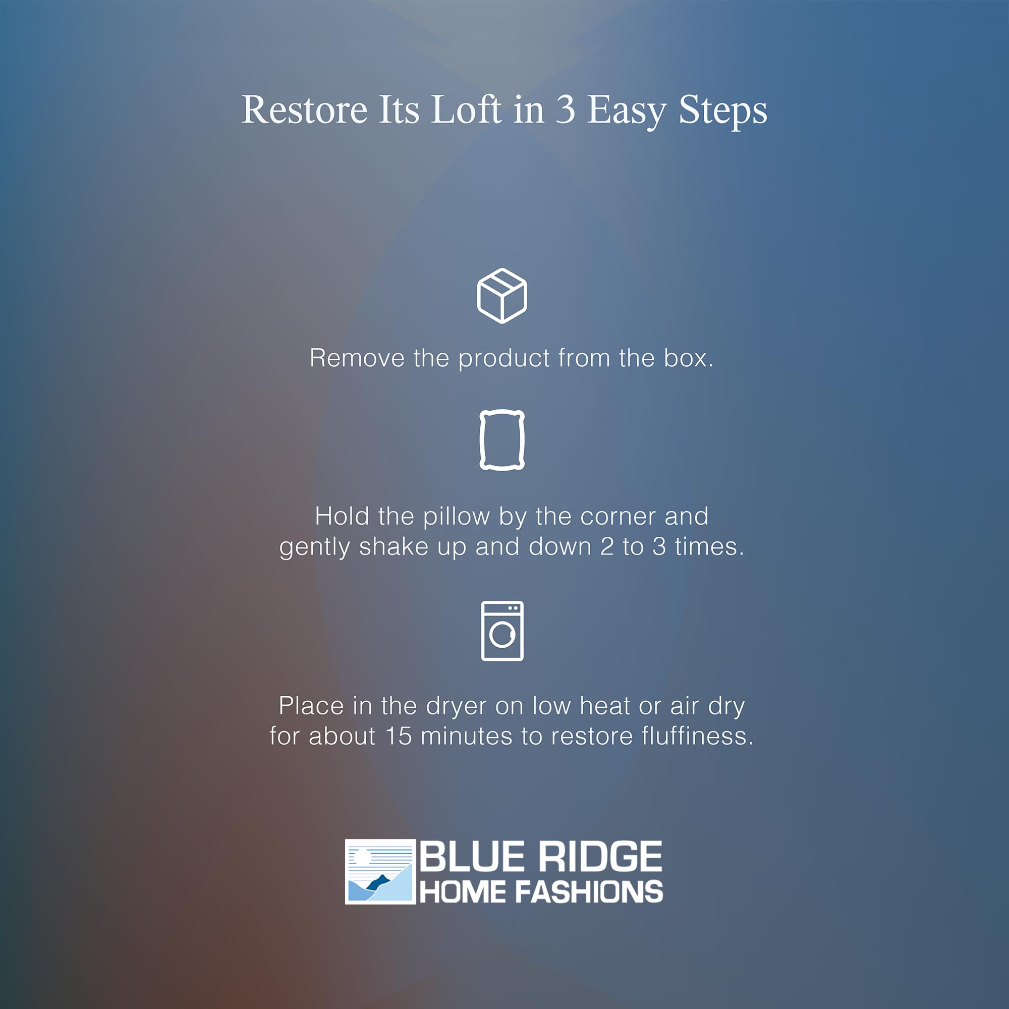 Blue Ridge Pillow is machine washable and dryer-safe for easy care
