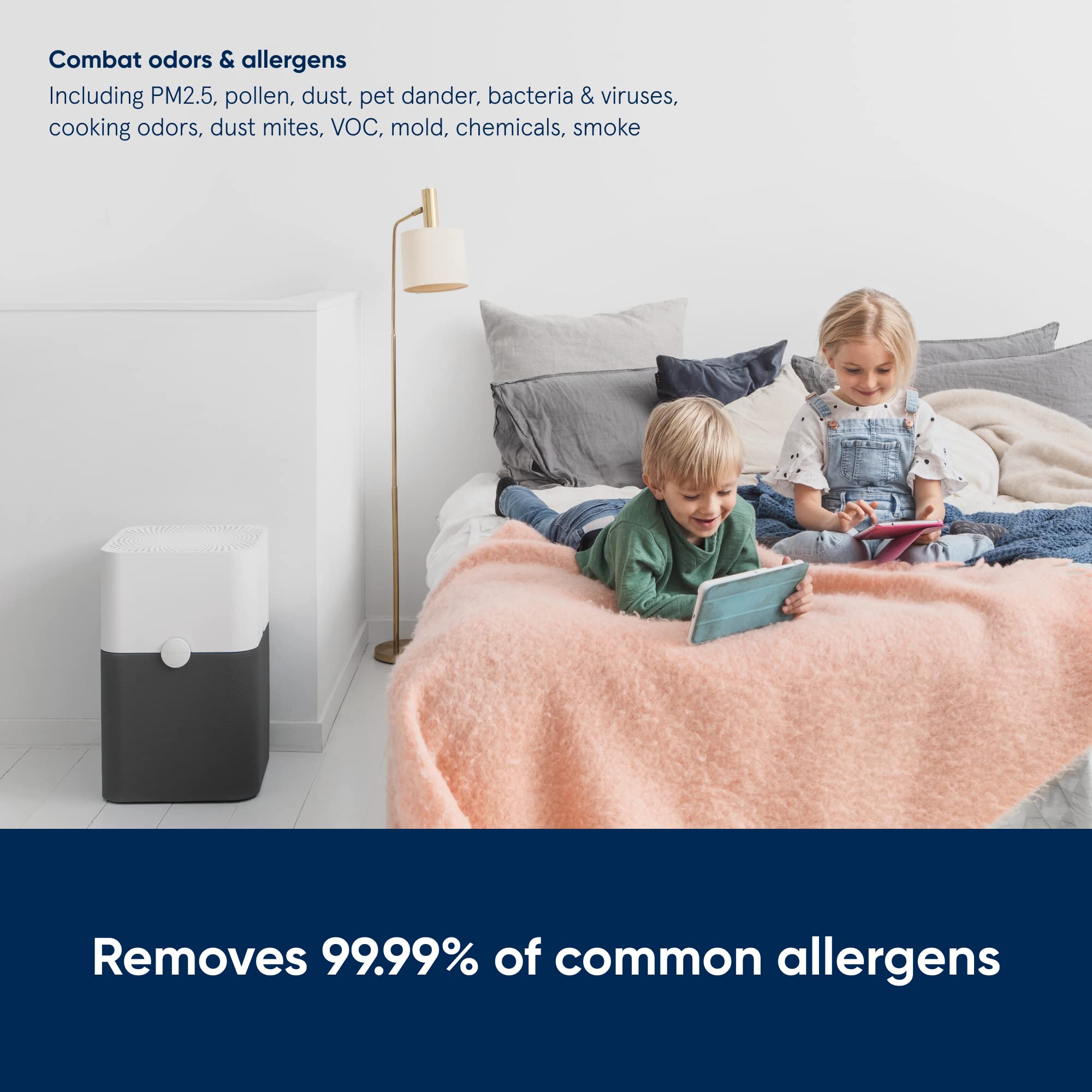 Blueair 211+ CADR 350 for dust, pollen, and smoke performance.