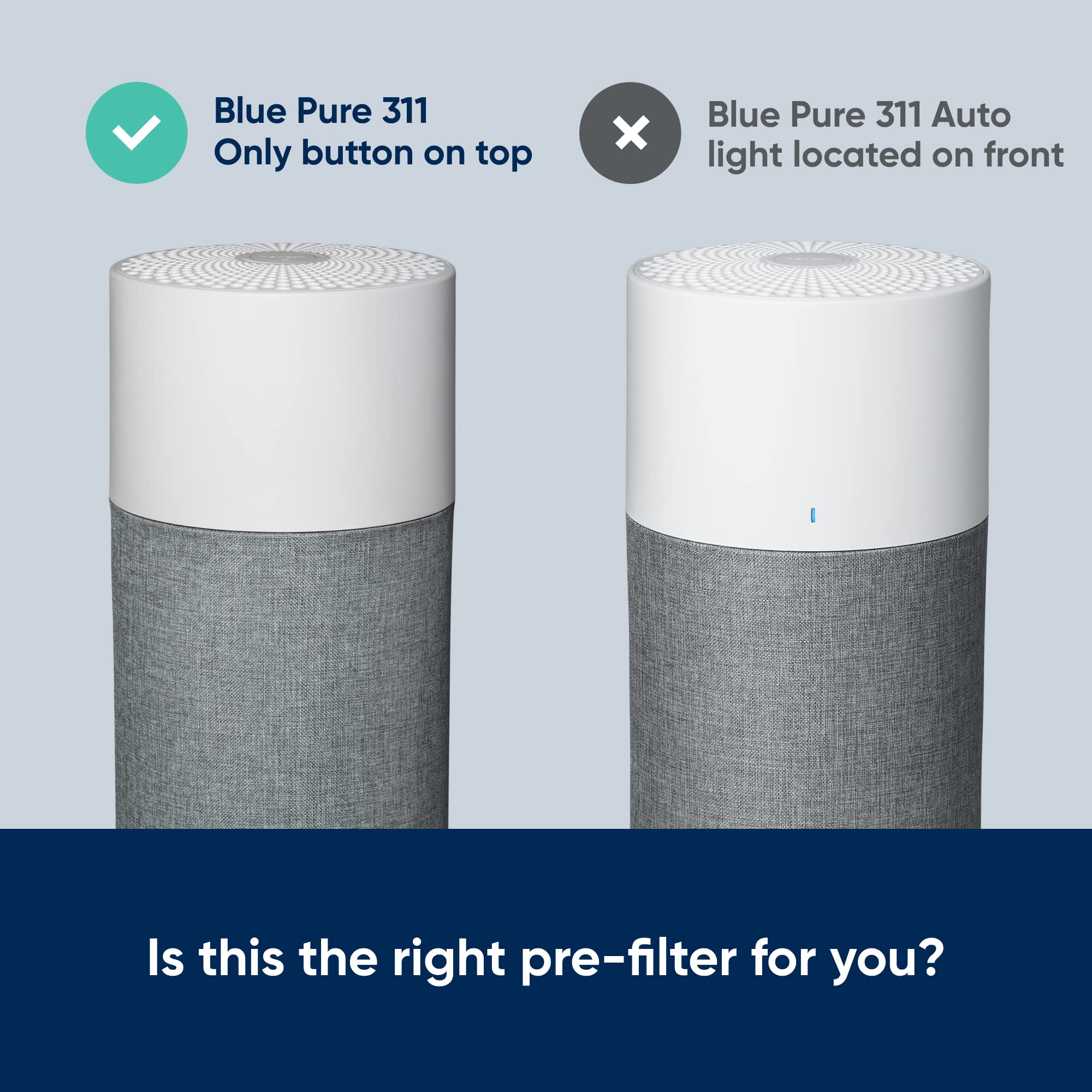 Blueair Blue Pure 311 filter packaging shows compatibility with the purifier.