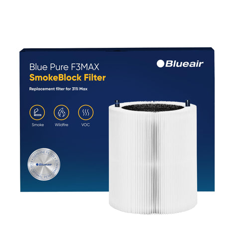Blueair Blue Pure 311i Max SmokeBlock filter ready for installation to boost wildfire smoke capture