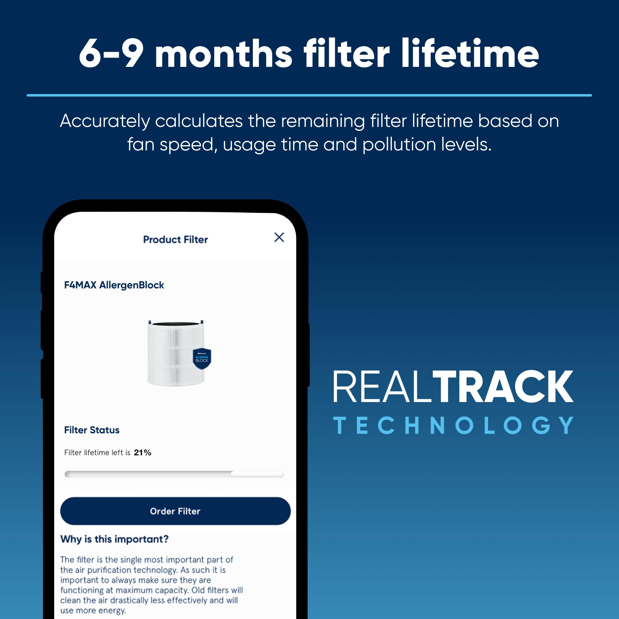 Blueair filter in use in a living room delivering cleaner air during pollen season