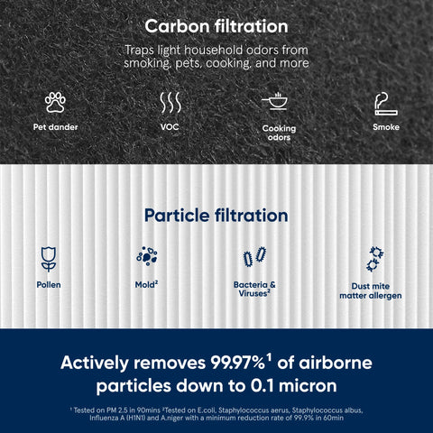 Blueair Blue Pure 411 close up demonstrates filtration of fine particles.