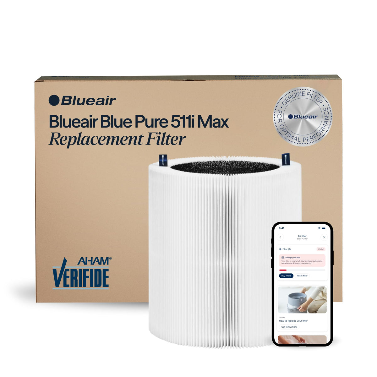 Blueair Blue Pure 511i Max filter front view for optimized air purification.
