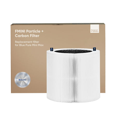 Blueair Blue Pure Mini Max front view, compact desk purifier for focused work