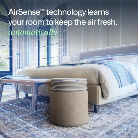 Blueair Blue Signature with furniture-style design blending into decor.