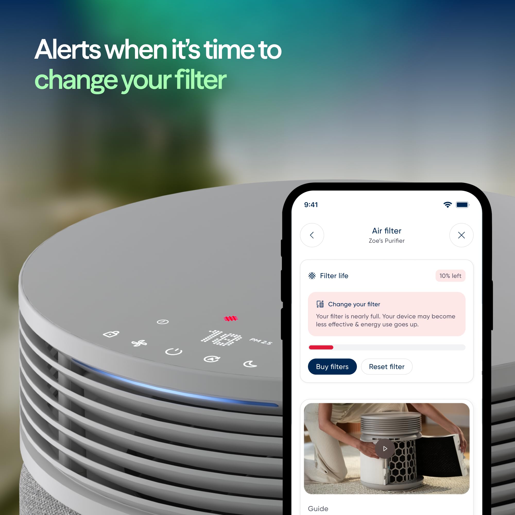 BLUEAIR Blue Signature Large OdorFence technology reduces odors for a fresher room.
