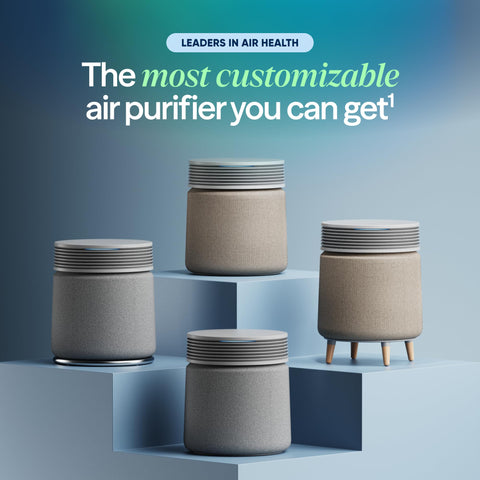 Blueair Blue Signature Large Wooden Leg Base, tool-free assembly shown.