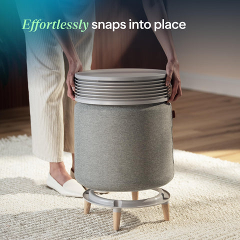 Blueair Blue Signature Large Wooden Leg Base wood finish detail highlights natural texture.