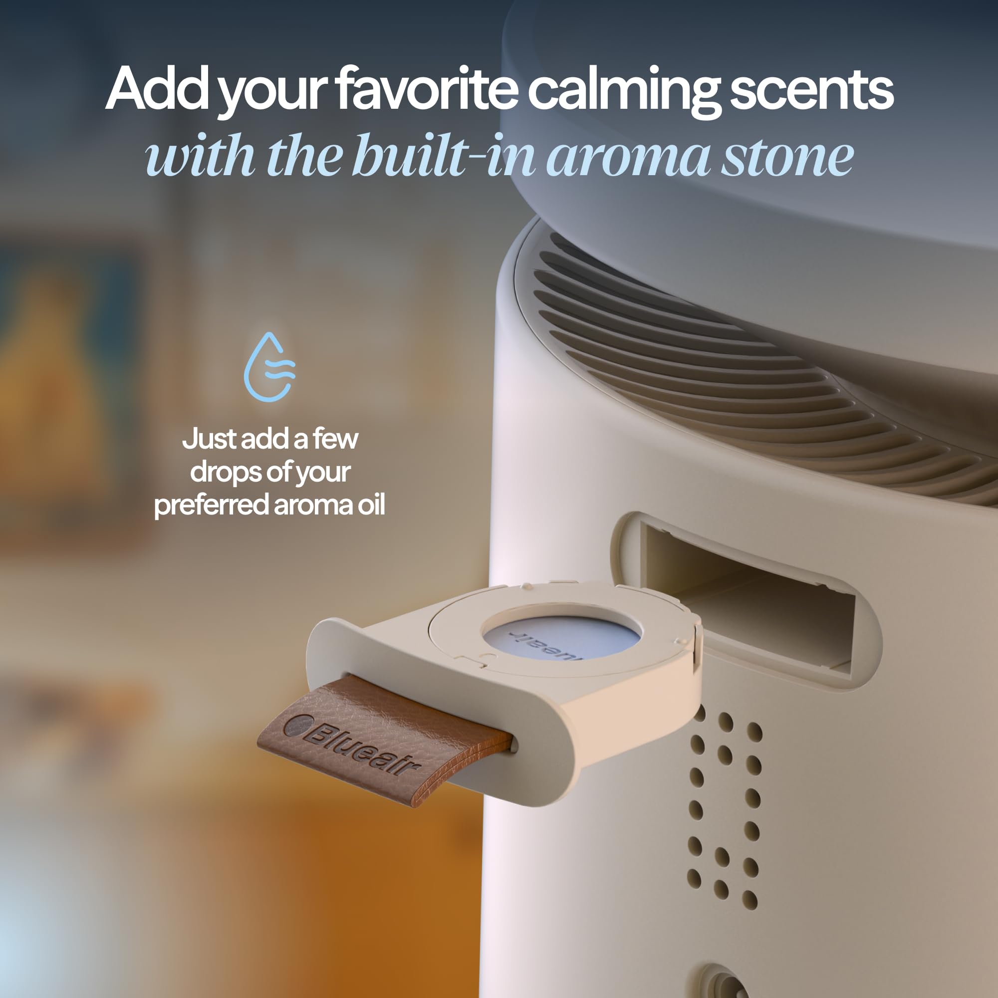 BLUEAIR DreamWell aroma stone releases calming lavender for a relaxed mood