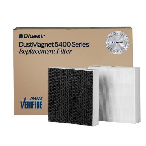 Blueair DustMagnet 5400 ComboFilter top view showing dual filters for efficient air cleaning.