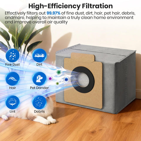 Bluearks auto-seal design dust bags minimizes dust leakage during changes.