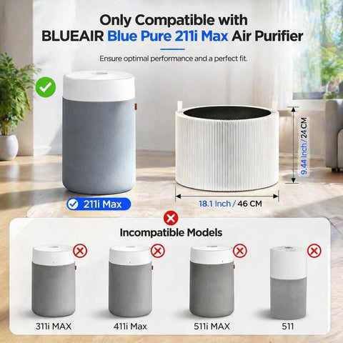 Bluearks F2MAX compatibility label shows 211i Max fit for precise replacement