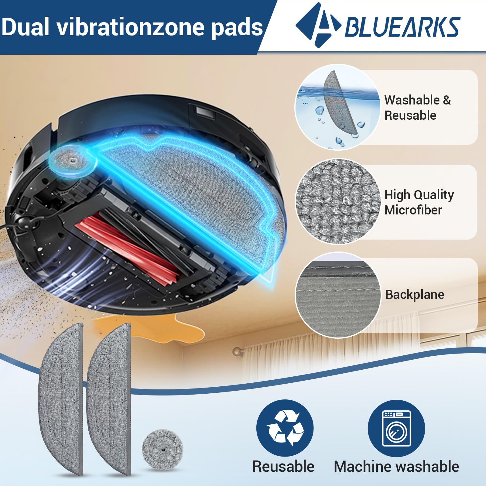 Bluearks dust bags neatly sealing debris for Roborock S8 MaxV Ultra