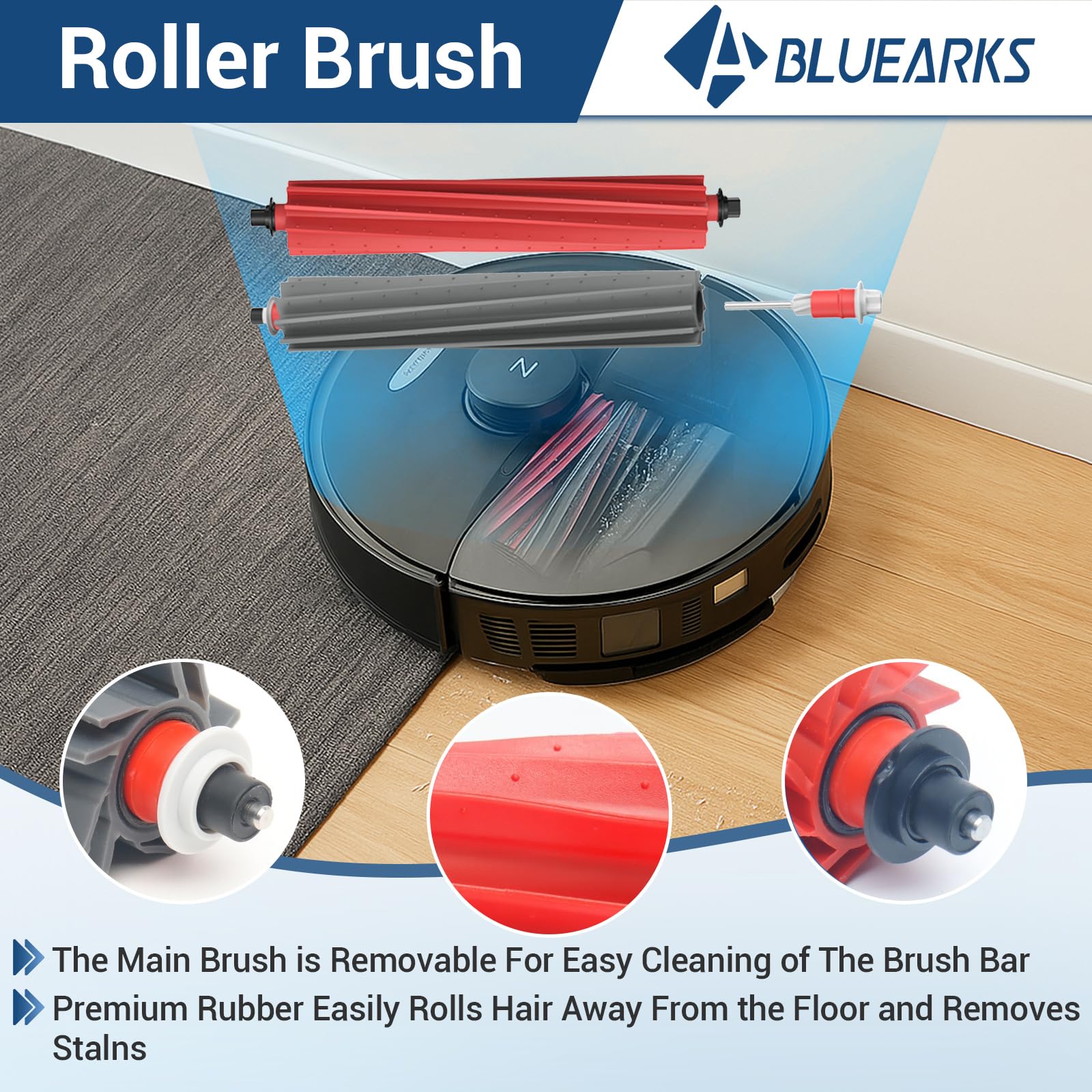 Bluearks side brushes reaching corners on Roborock S8 MaxV Ultra