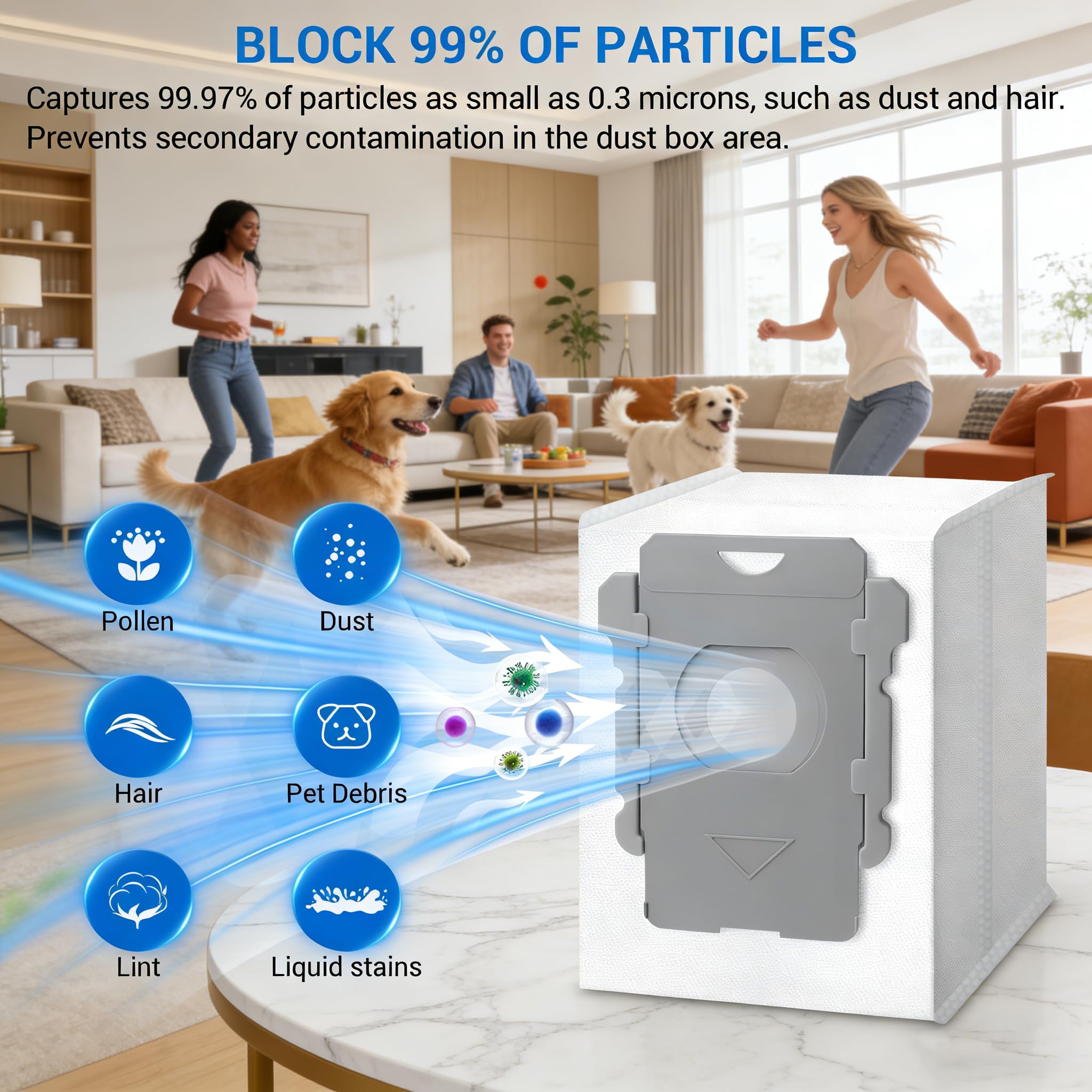 Bluearks Roomba 8 dust bags hold the equivalent of 30 bins of dirt.