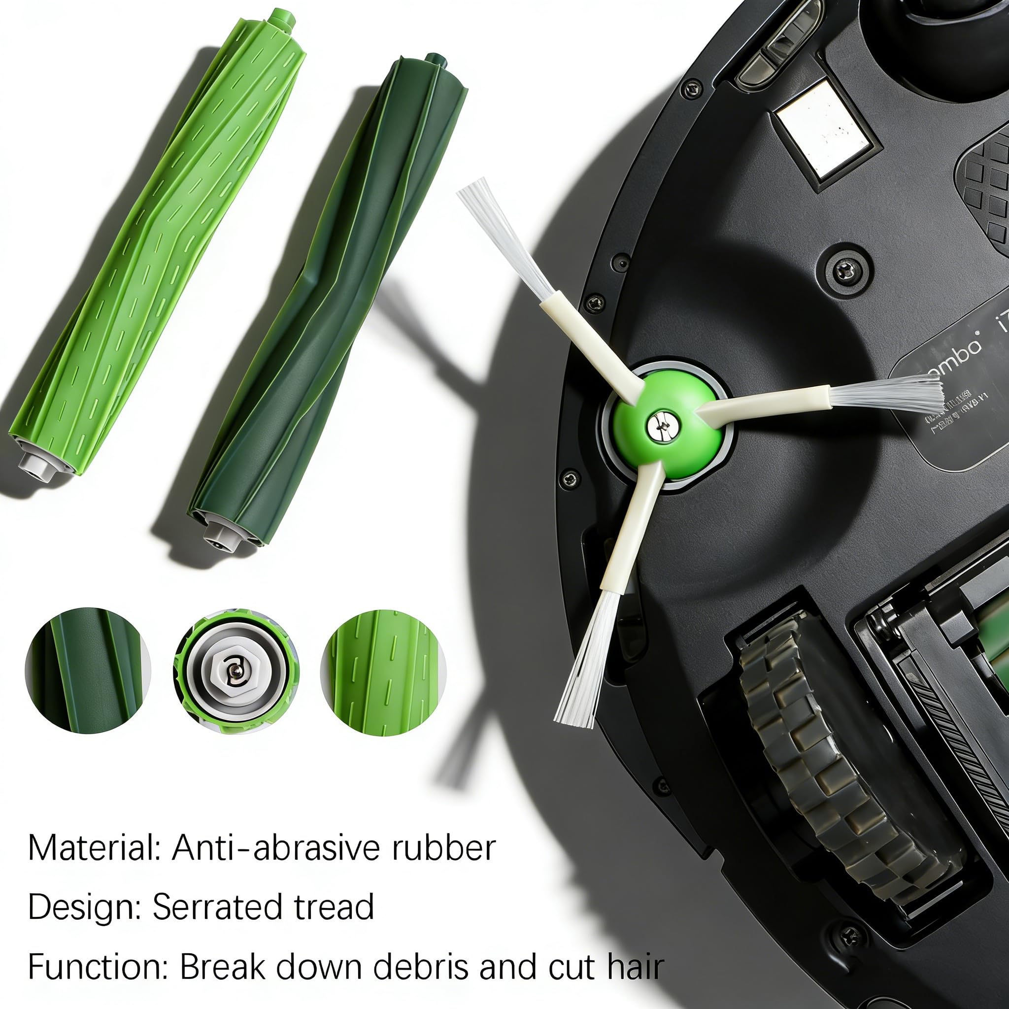 Bluearks Roomba 8 side brushes reach corners to remove hidden debris.