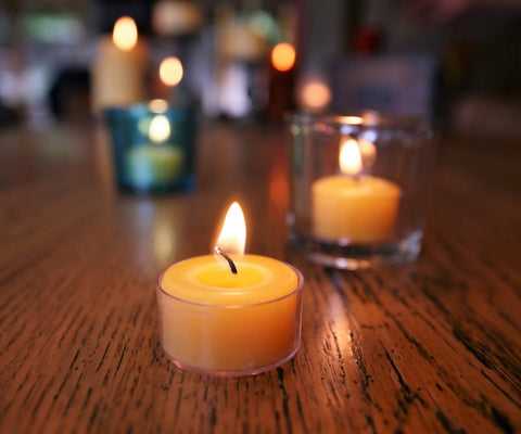 Bluecorn tea light fragrance-free wick for fragrance-sensitive spaces.