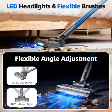 BlueEpic cordless vacuum LED headlights reveal hidden dust and debris