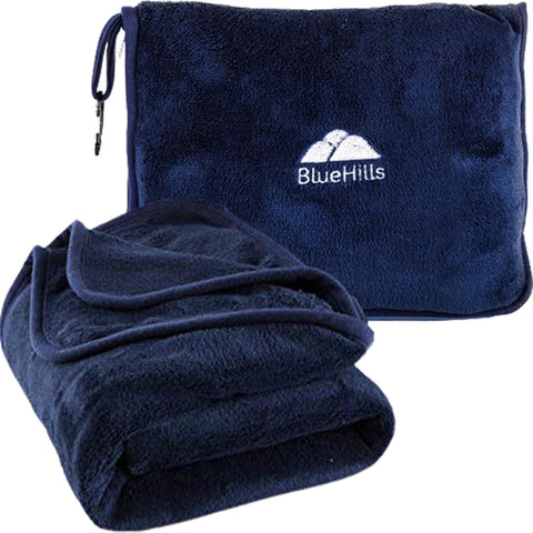 BlueHills premium soft travel blanket with pillow option for on-the-go warmth