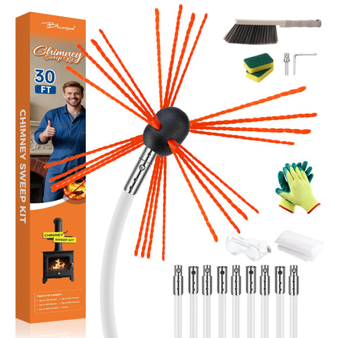 Bluesea 30ft chimney sweep kit rod assembly with secure chrome locks for efficient setup