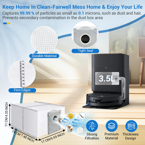 Bluevisk X9 Pro Omni dust bags capture debris during daily cleaning.
