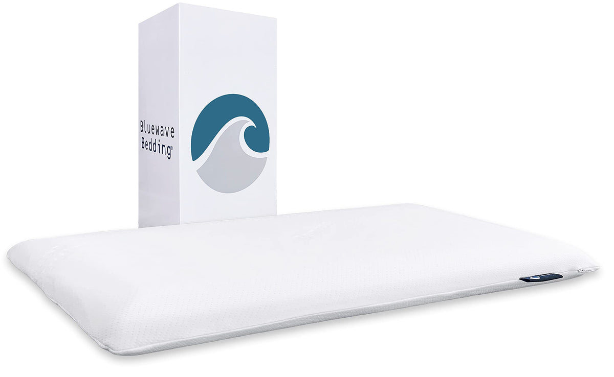 Bluewave Bedding Hyper Slim Pillow king top view, ideal for stomach sleepers seeking neck balance.
