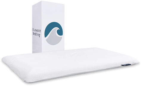 Bluewave Bedding Hyper Slim Pillow king top view, ideal for stomach sleepers seeking neck balance.