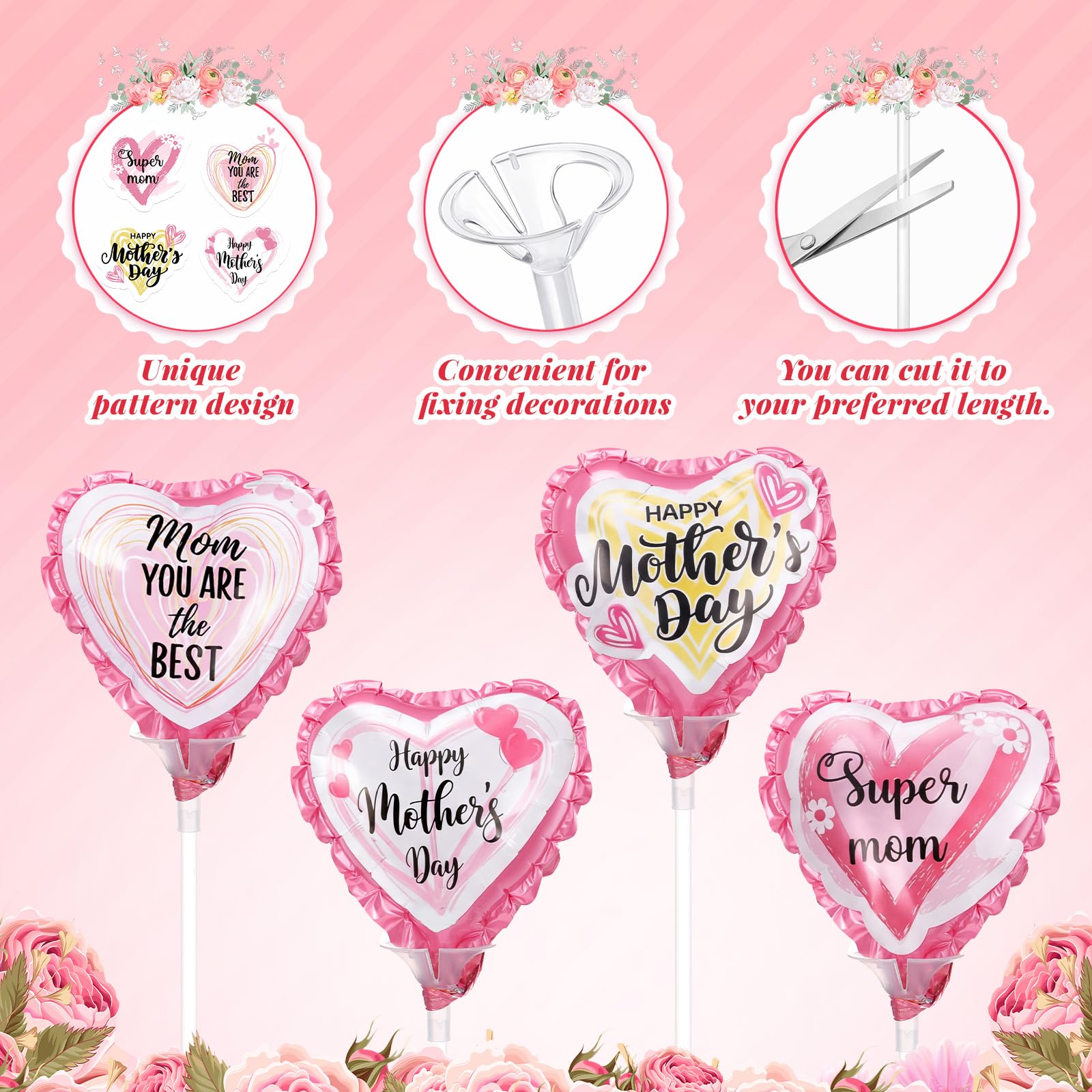 Blueweenly Mother's Day stickers, 14 cm, with four designs to personalize your balloons.