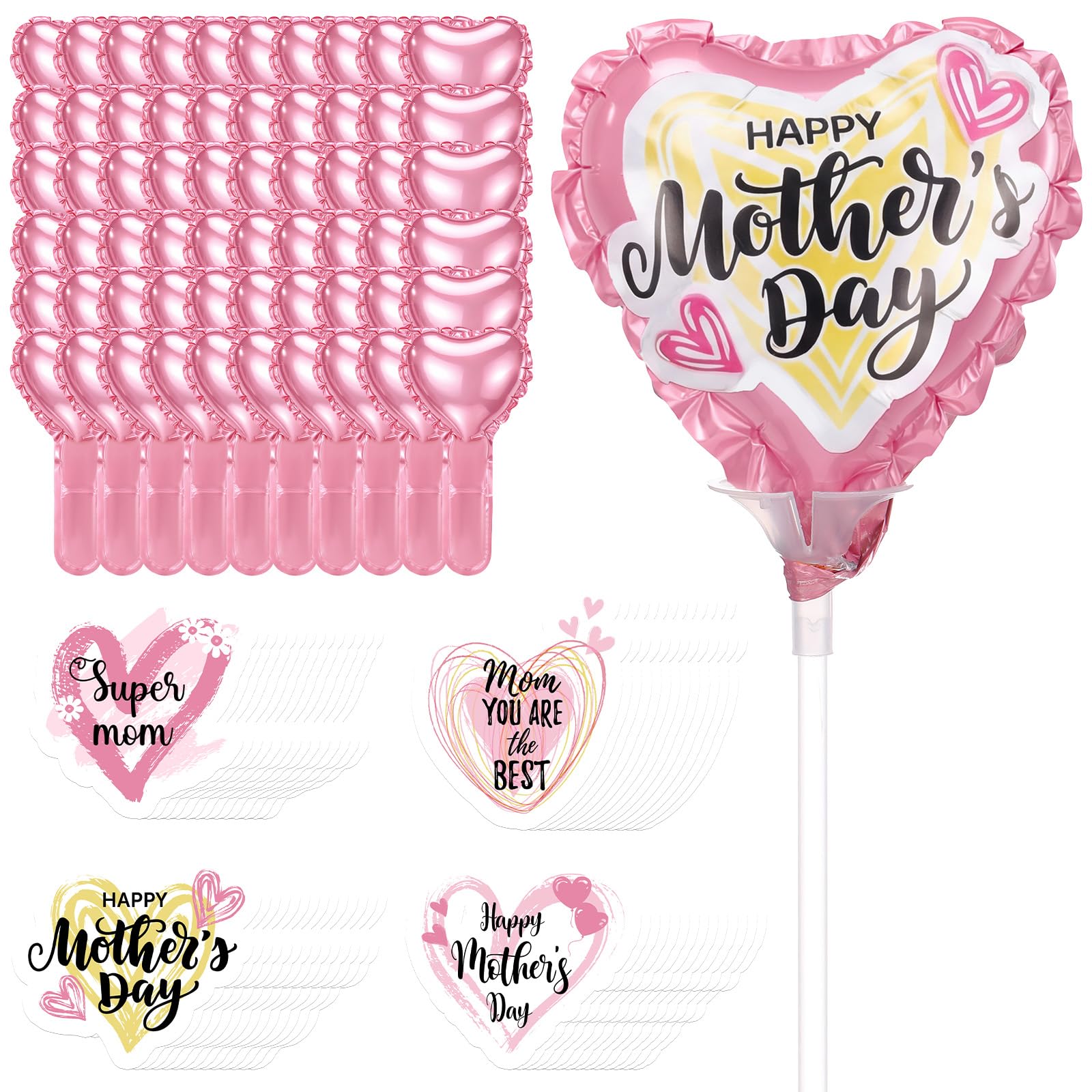 Blueweenly pink heart foil balloons for Mother's Day decor and gifting.