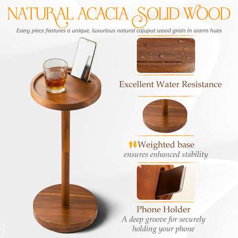 BLUEWEST Acacia wood top highlights natural warmth and durable surface.
