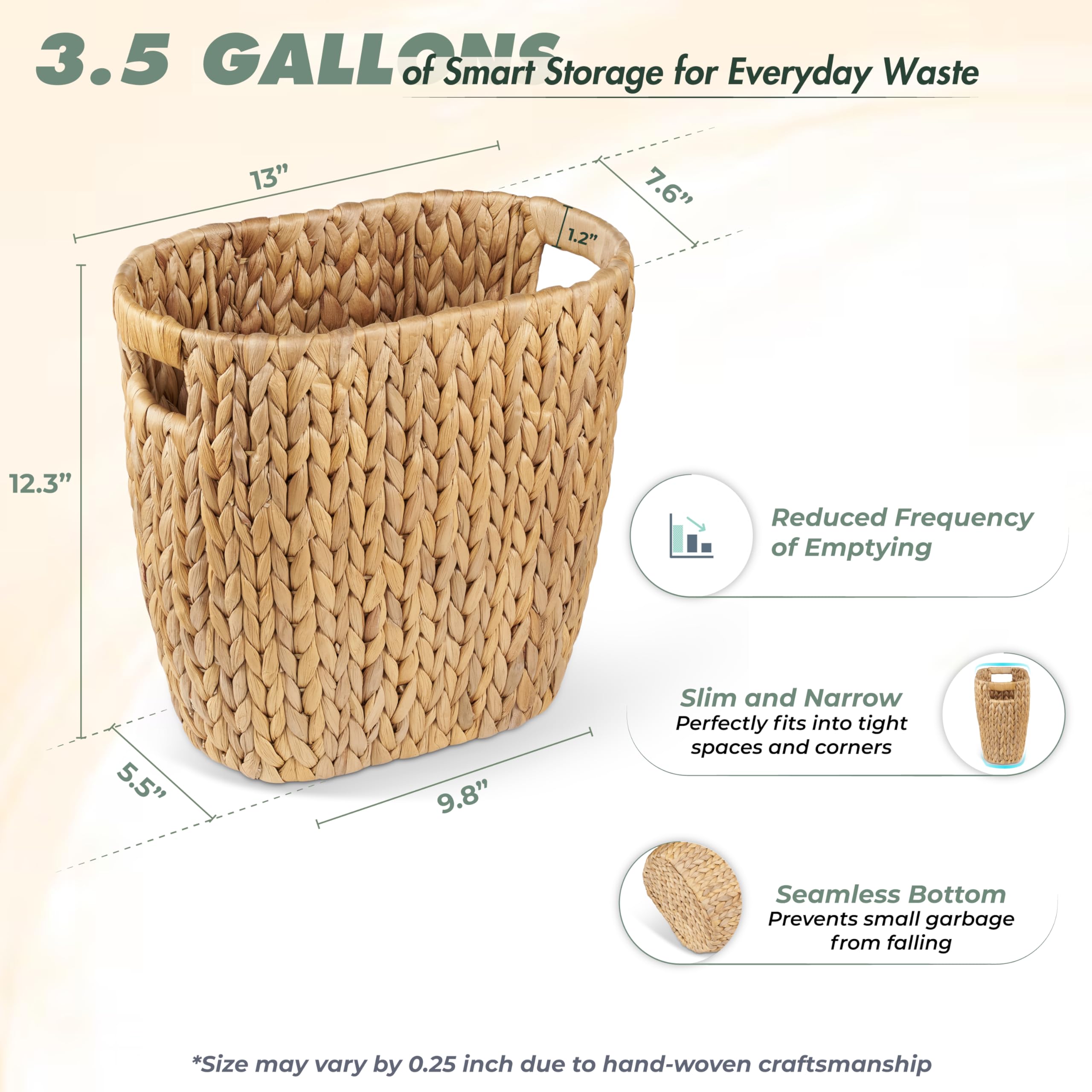 BLUEWEST built-in handle wicker bin for easy lifting and moving between rooms.