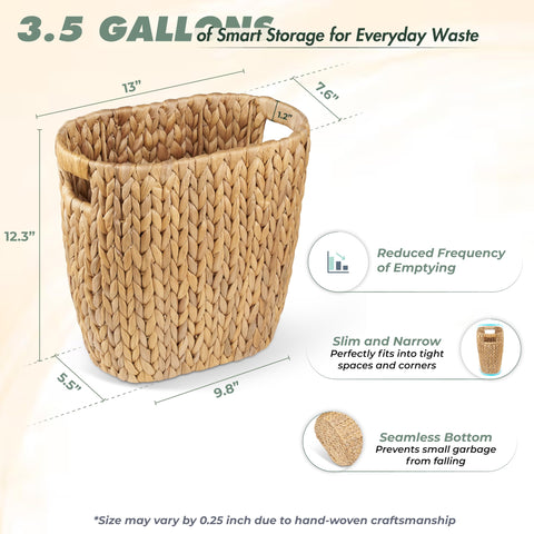 BLUEWEST built-in handle wicker bin for easy lifting and moving between rooms.