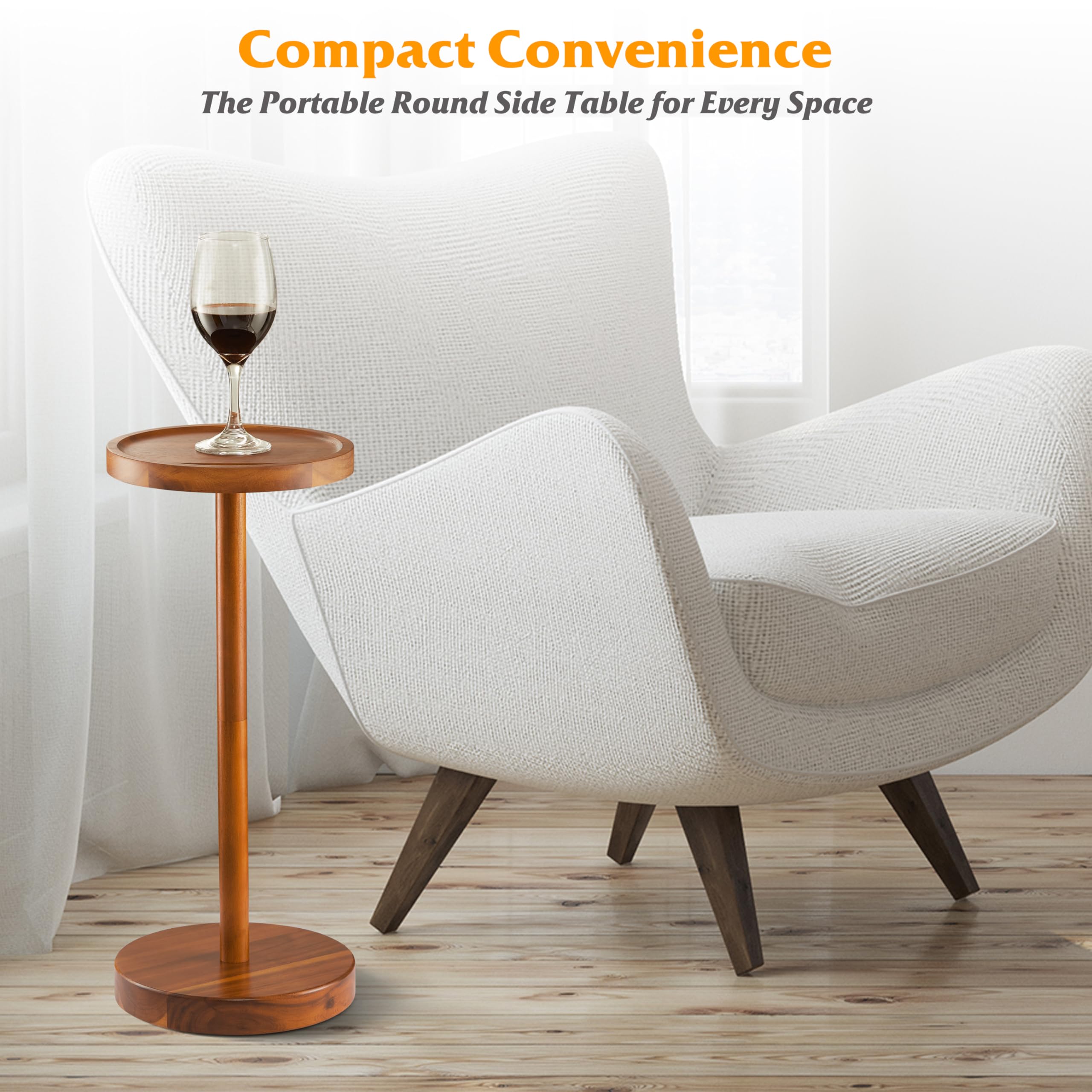 BLUEWEST Compact side table complements any living room, bedroom, or office.