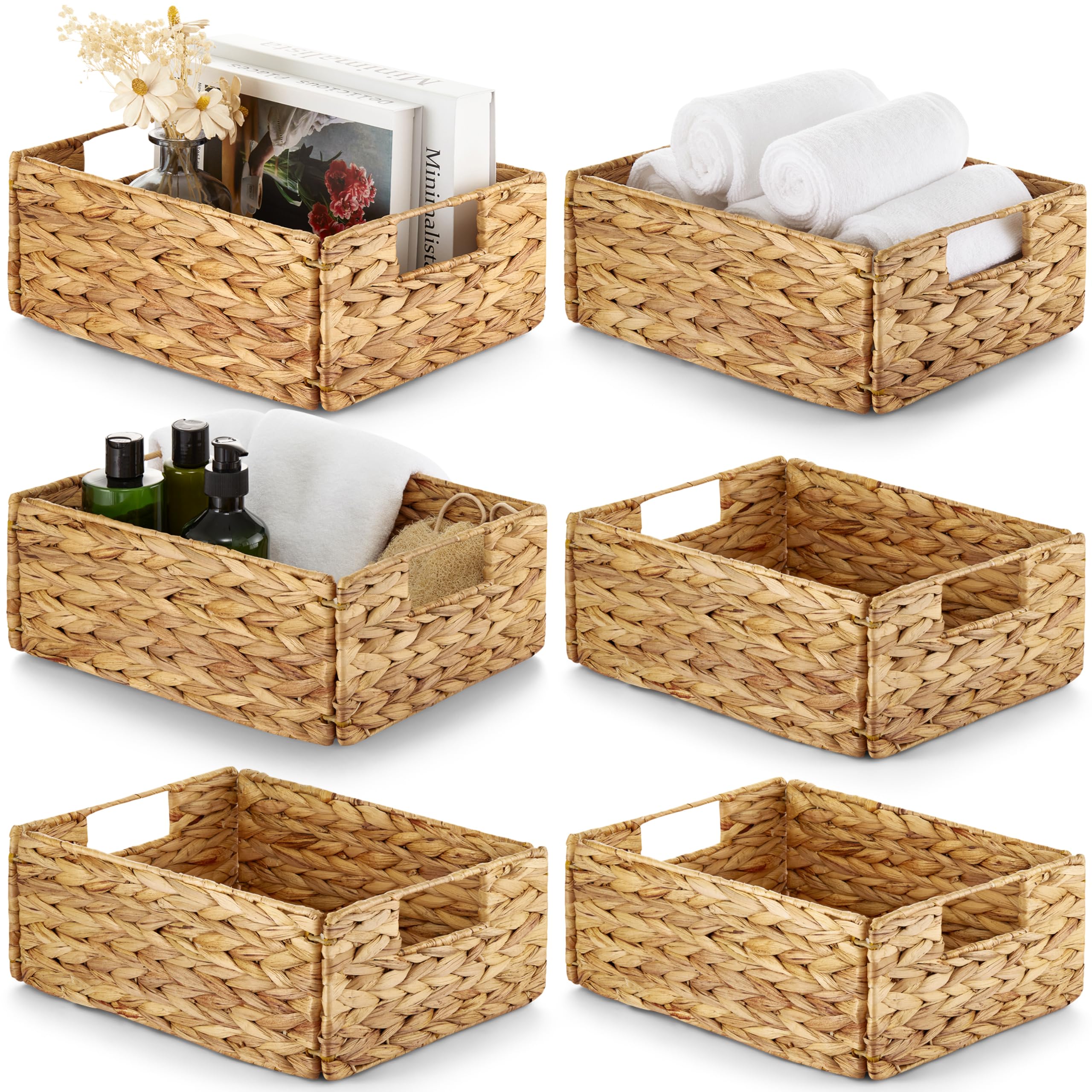 BLUEWEST water hyacinth basket collection on a shelf for organized storage