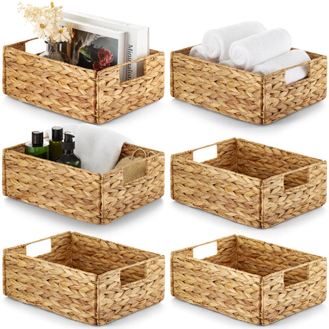 BLUEWEST water hyacinth basket collection on a shelf for organized storage