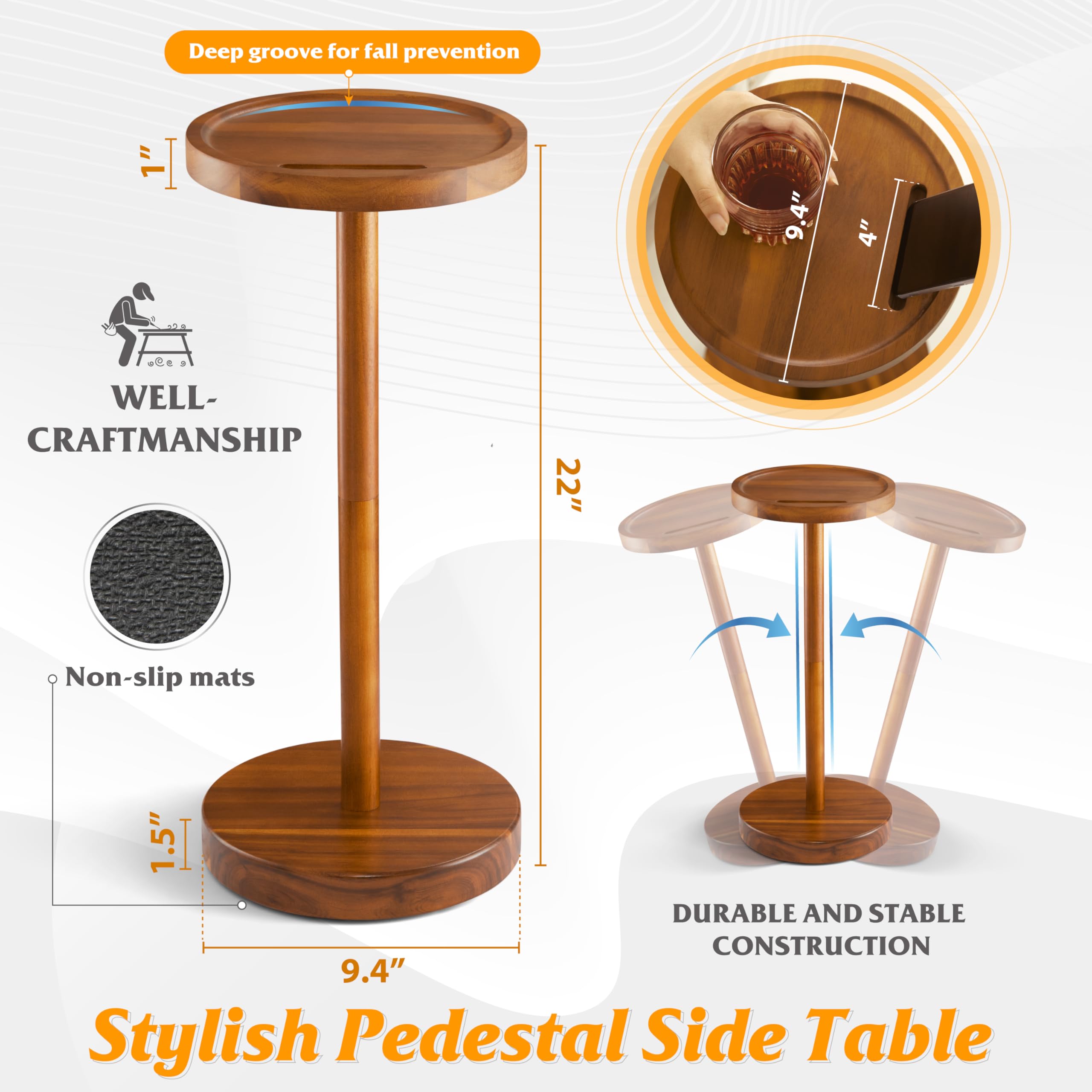 BLUEWEST Drink Table with weighted base enhances stability in busy rooms.