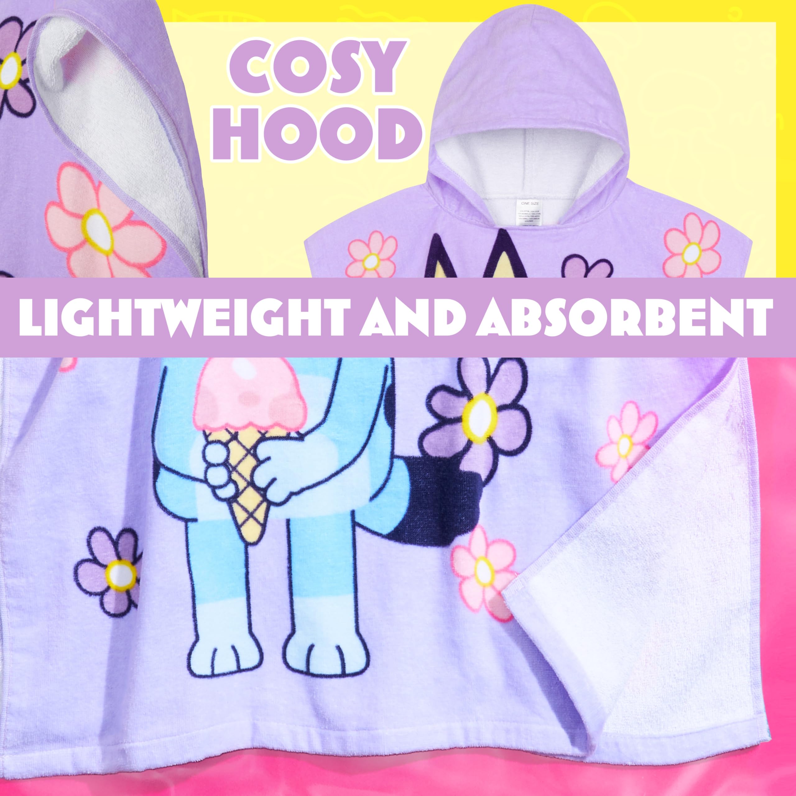 Bluey official merch hooded towel for kids, great gift idea.