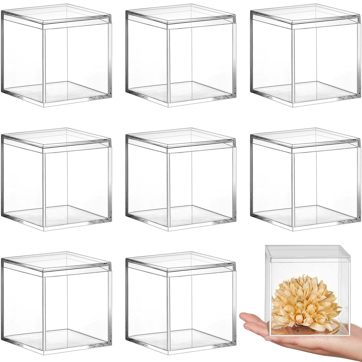Blulu clear acrylic box front view with lid showing transparency and compact size